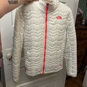 The North Face Off-White Jacket with Coral Accents XL